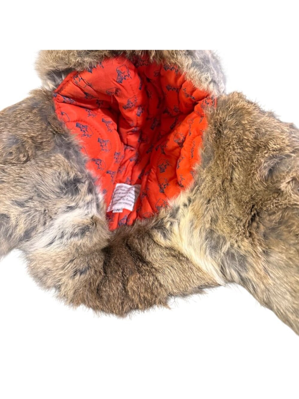 Mad Bomber Brown Cotton Hat With Natural Rabbit Fur Trim & Adjustable Ear Flaps - Picture 6 of 7